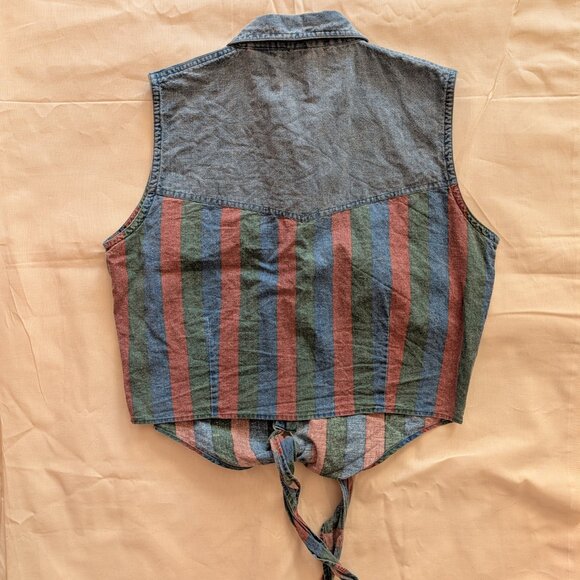 Vintage Western Striped Tie-Front Vest (large) - Picture 3 of 4